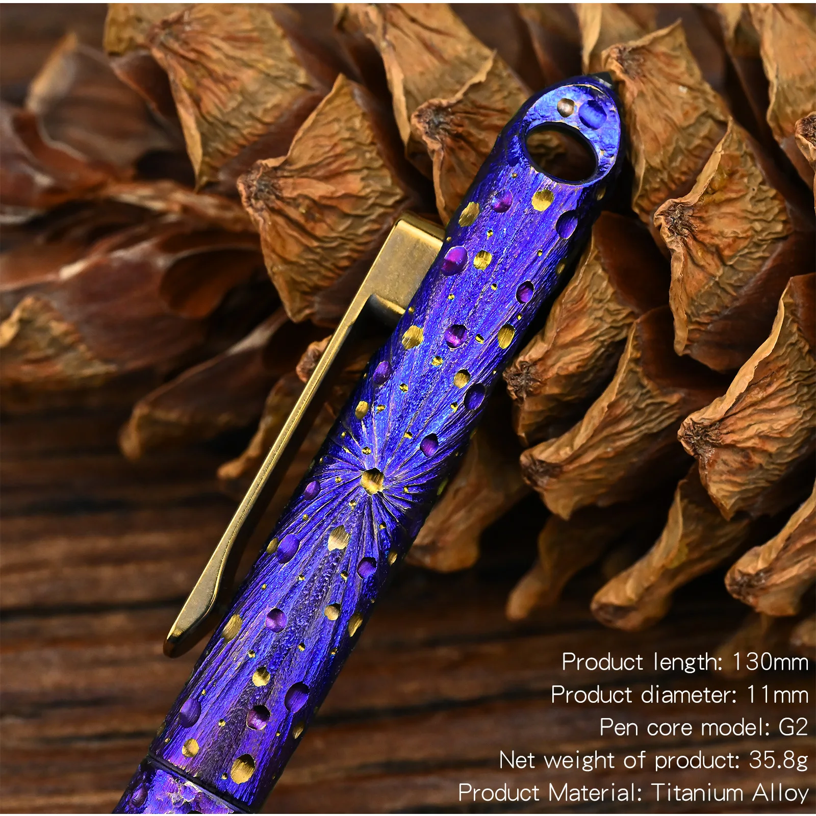 Starry Sky Limited Hand Carved Titanium Alloy Tactical Pen Tungsten Tip Metal Signature Neutral Pen Decompression EDC Tool