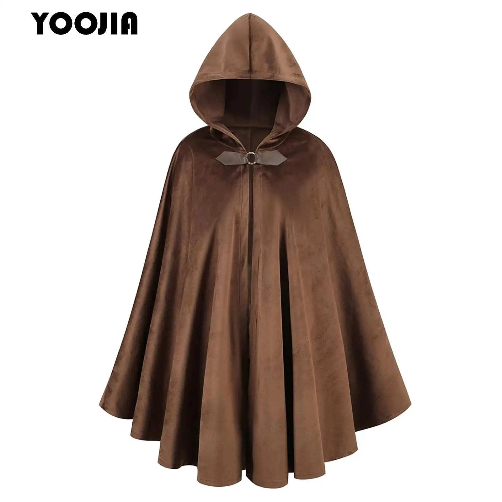Kids Knight Copslay Costume Unisex Carnival Halloween Medieval Renaissance Cloak Wizard Velvet Hooded Cape for Cosplay Party