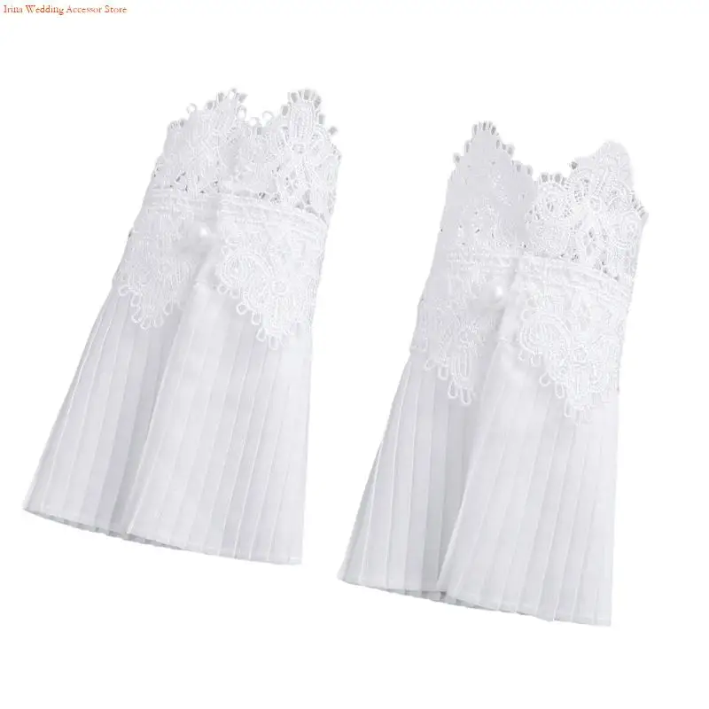 G92D Manset Lengan Lipit Lengan Palsu Dengan Pakaian Lengan Dekorasi Desain Bordir Bunga