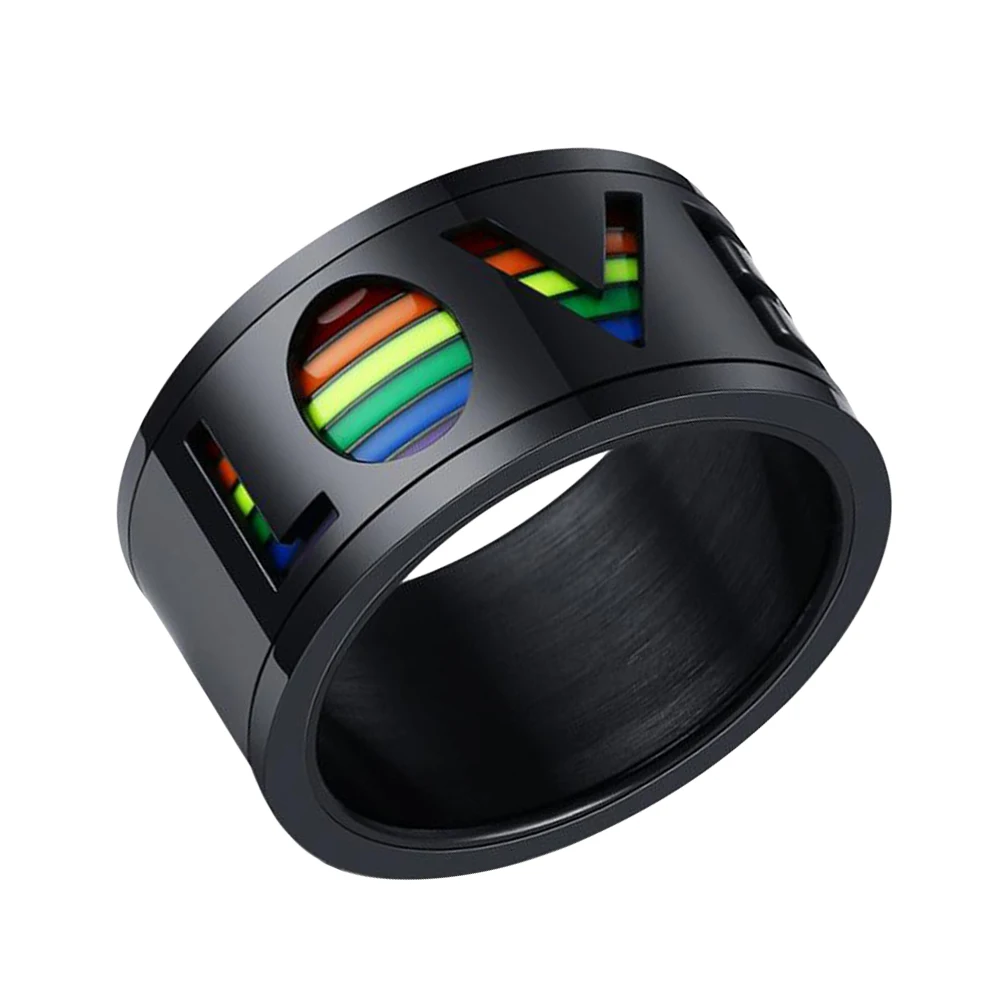

Stainless Steel Men Jewelry Decorative Rotating Rainbow Design Rainbow Design Ring Hand Rings Accessories Gift