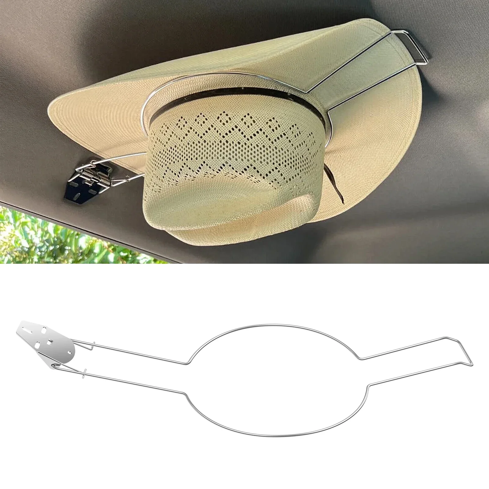 Stainless Steel Car Cowboy Hat Rack for Automotive Truck Heavy Duty Multi-Functional Car Western Hat Holder With Built in Spring
