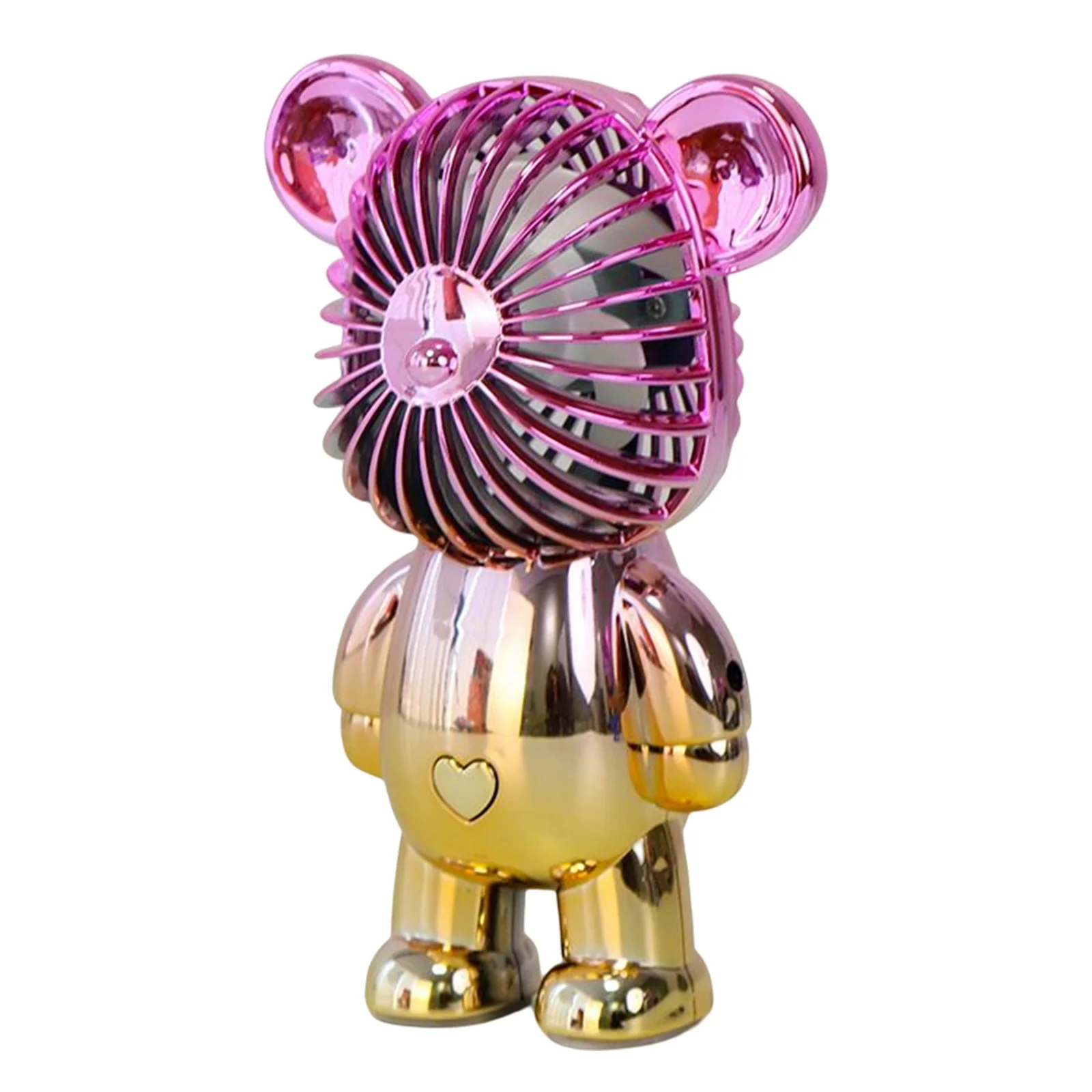 Handheld Fan USB Rechargeable Graffiti Bear Electric Fan Electroplating Gradient 3-speed for Home Office Study Cafe