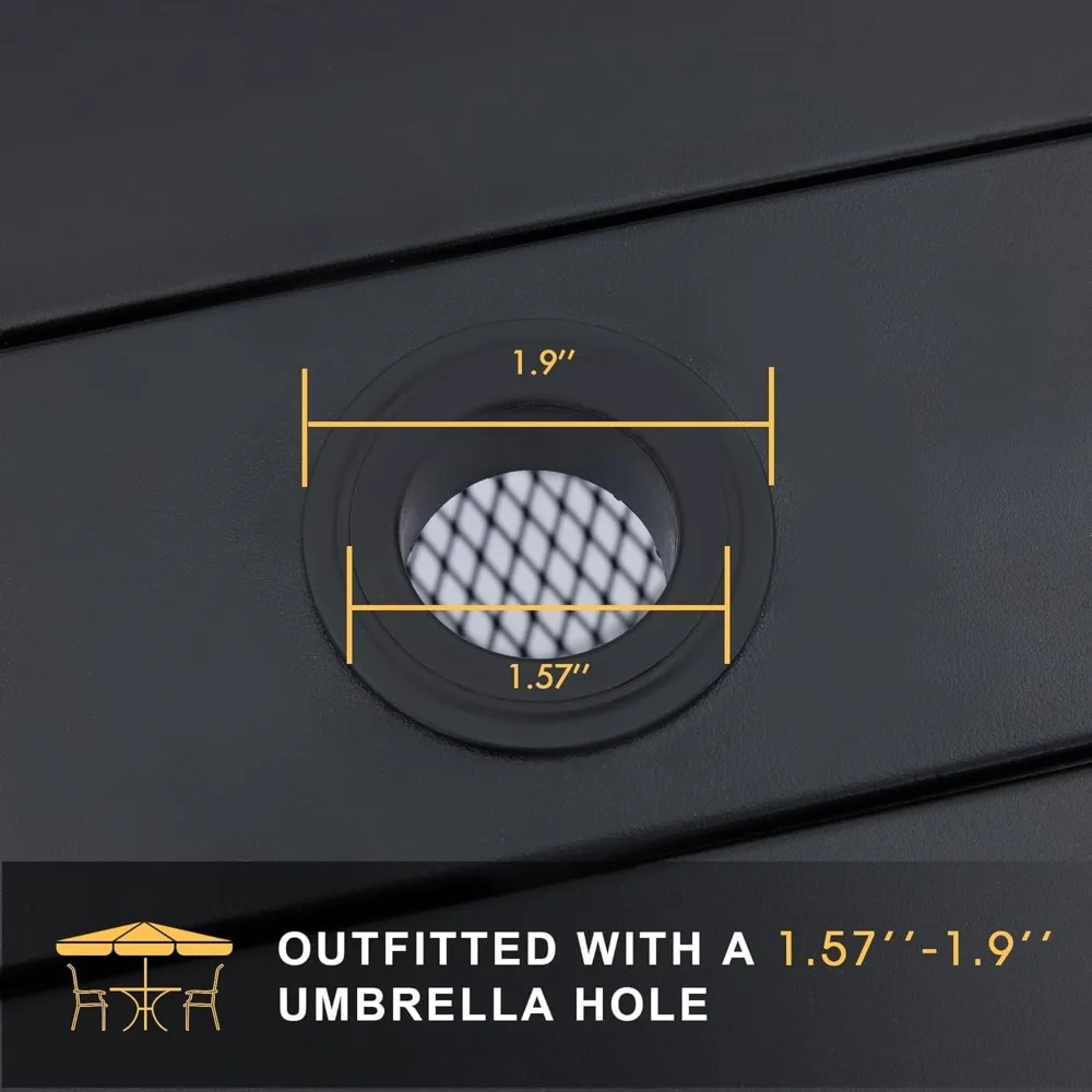 5 Pieces Patio Dining Set, Outdoor Furniture Set Includes 1 Square Outdoor Table and 4 Stackable Patio Sling Chairs, Black Tabl