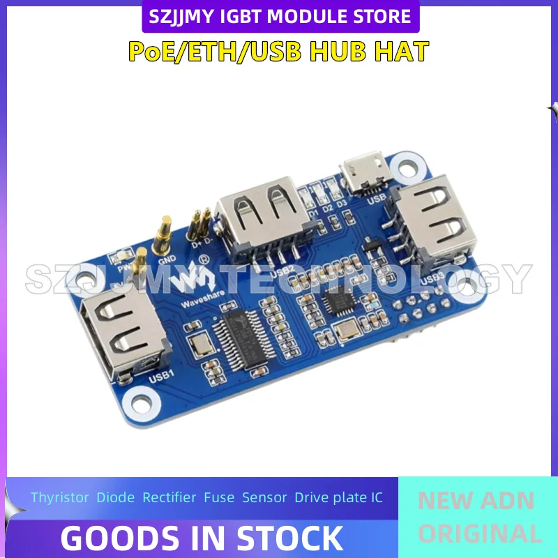 

Raspberry Pi Zero WH PoE Ethernet Power Supply 3-channel USB HUB Expansion Board Module Hub NEW ORIGINAL IN STOCK