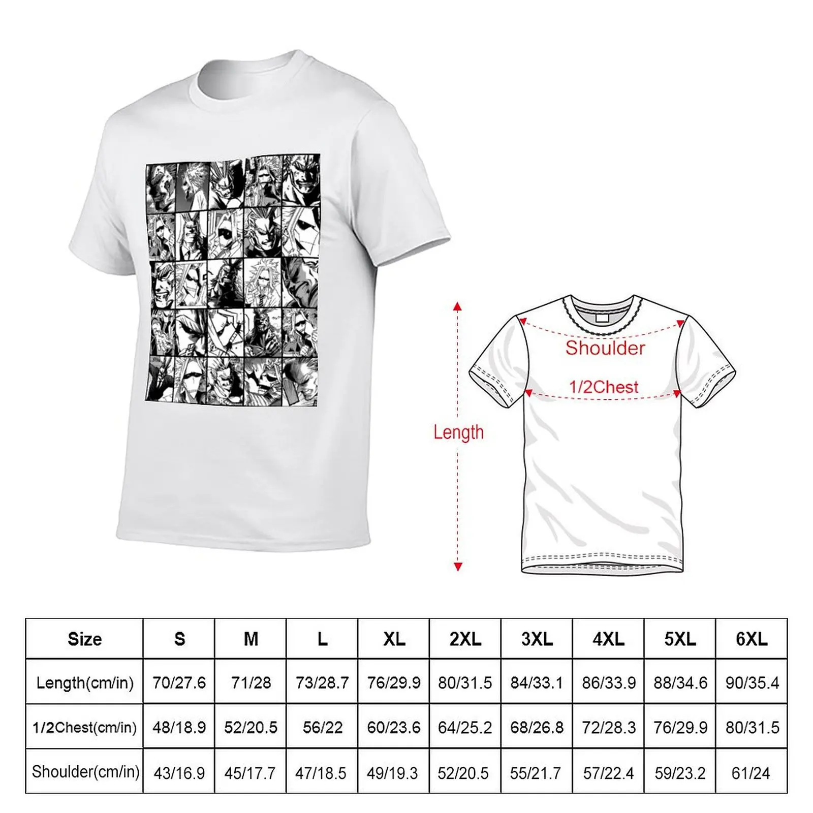 All might mix collage- black and white version T-Shirt aesthetic clothes Short sleeve tee Men's t shirts