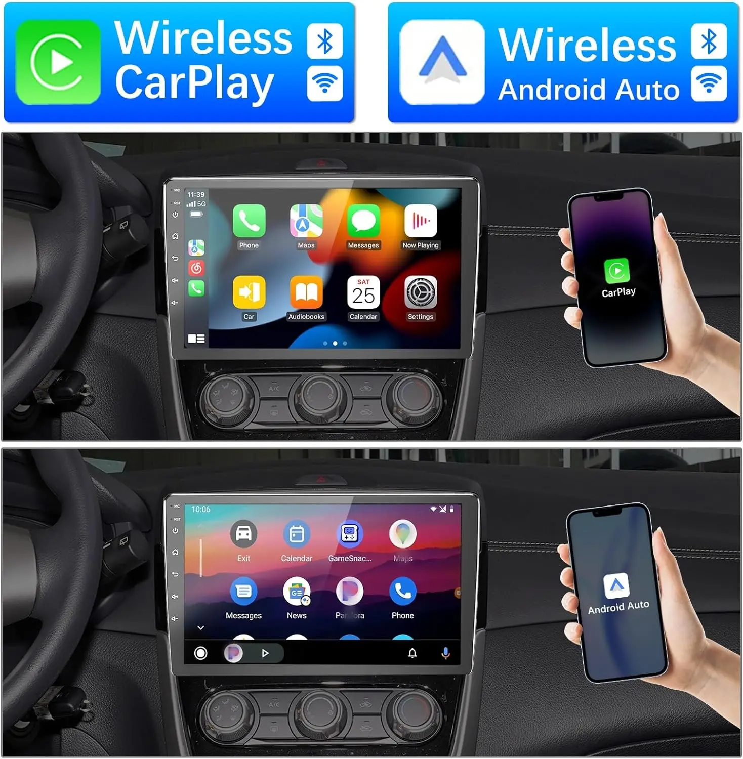 Binize Android 12.0 Car Stereo with Wireless Carplay & Android Auto 10