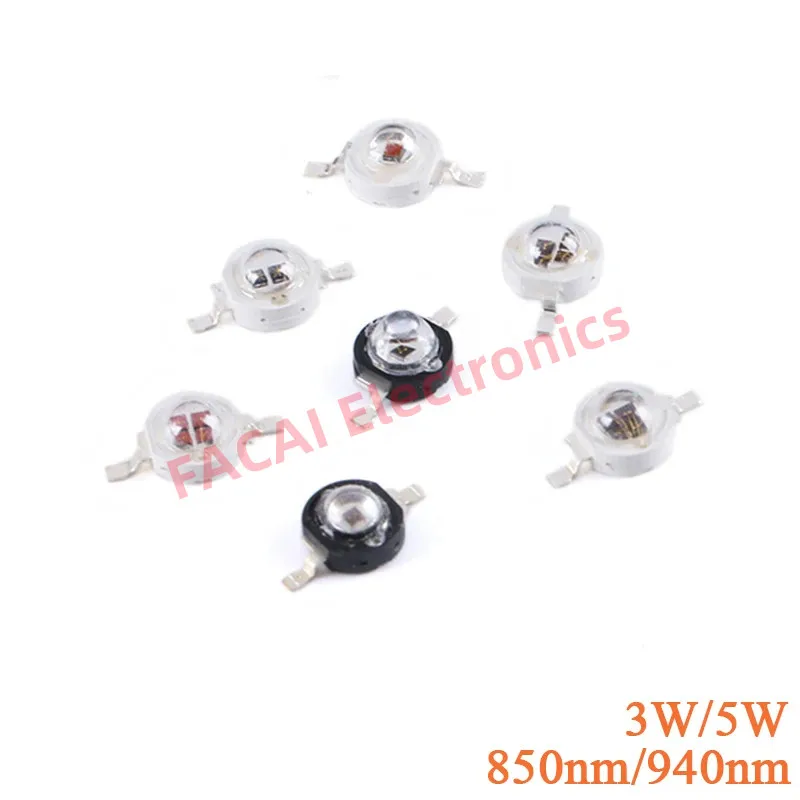 2Pcs/lot 3W 5W 850nm 940nm High Power Infrared LED Emitter CCTV Camera IR Diode for Security Black LEDs