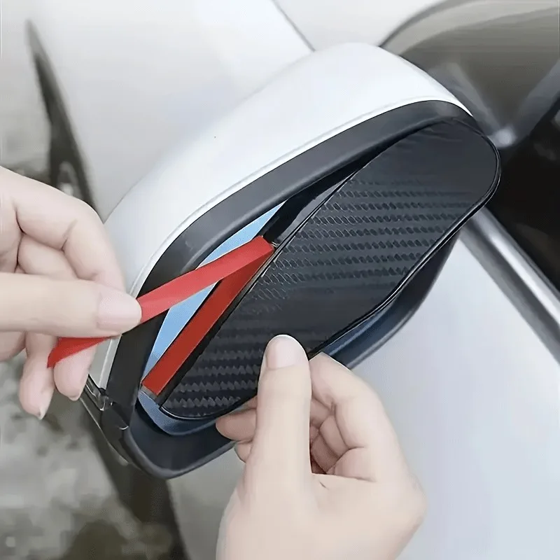 2PCS Universal Car Rearview Mirror Rain Eyebrow Guard Carbon Fiber Sun Visor Rain Shield Cover For Auto Rear View Mirror