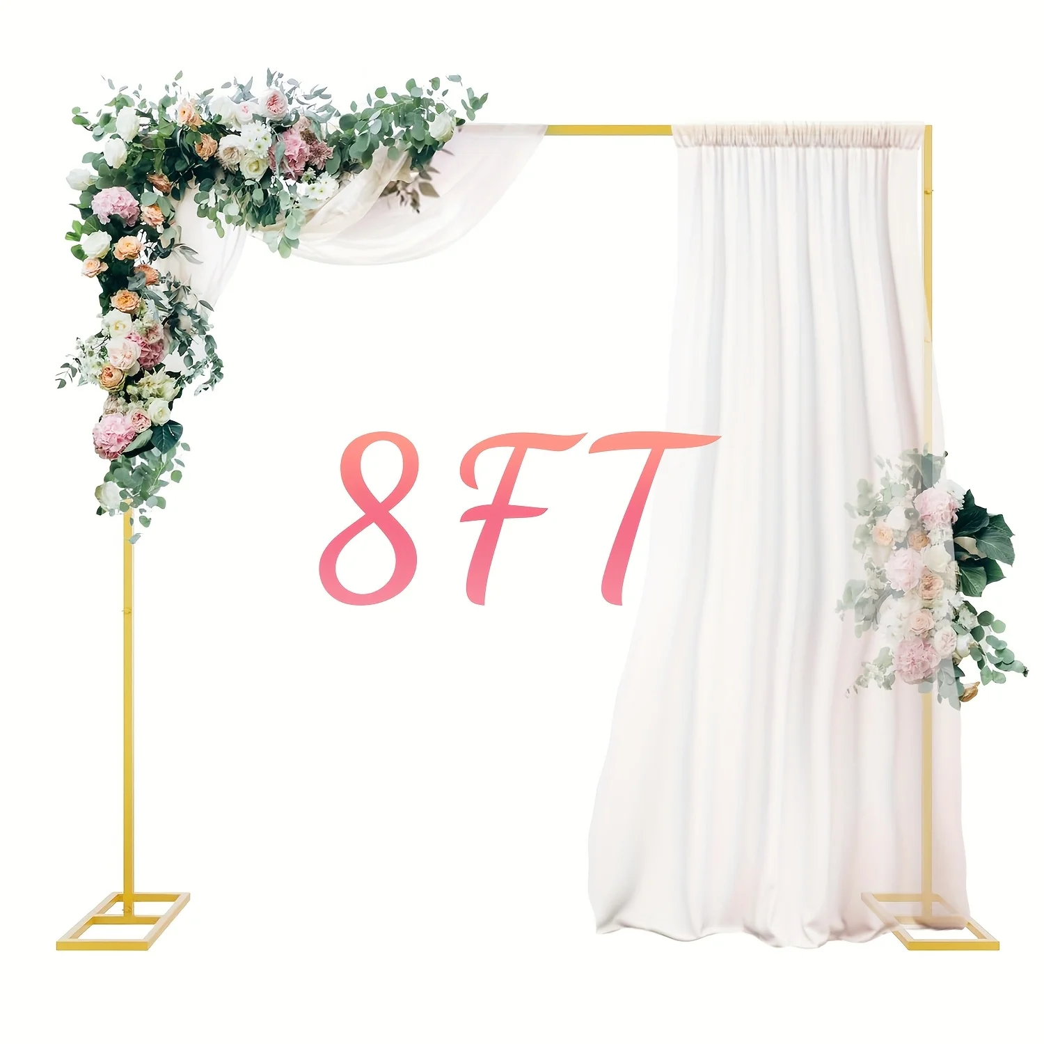 

8Ft X 8Ft Golden Square Backdrop Stand, Metal Square Balloon Arch Stand, Portable Adjustable Pipe, Wedding Arch Metal Backdrop Stand for Wedding, Birthday Party, Anniversary, Garden Patio Banquet Decoration JUYHGV