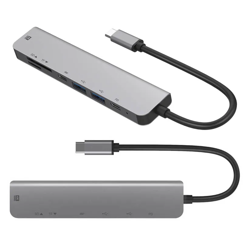 

Адаптер-сплиттер Type-C к HDMI-совместим адаптером Устройство чтения карт SD/TF Док-станция USB-концентратор Совместное использование экрана Конвертер Type-c 4K
