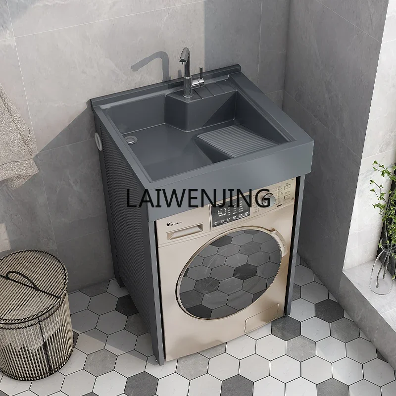 HLZ laundry cabinet integrated basin with rubbing board washing machine significant other balcony cabinet