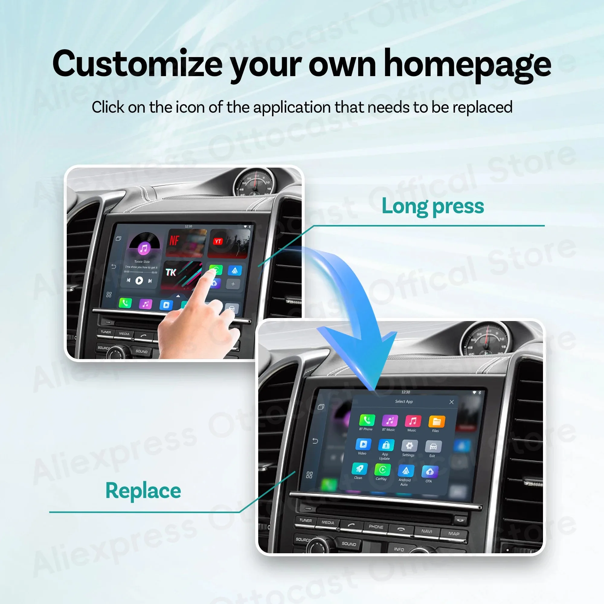 OTTOCAST Play2Video Pro for TikTok for Youtube for Netflix New Wireless CarPlay Android Auto Adapter Video Box Car Accessories