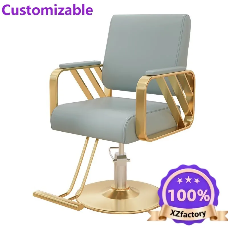 Customizable Wholesale Costom Tiltable Rotatable Adjustable Grey Hair Cutting Hairdressing Chair Hydraulic Pump Barber Chair for