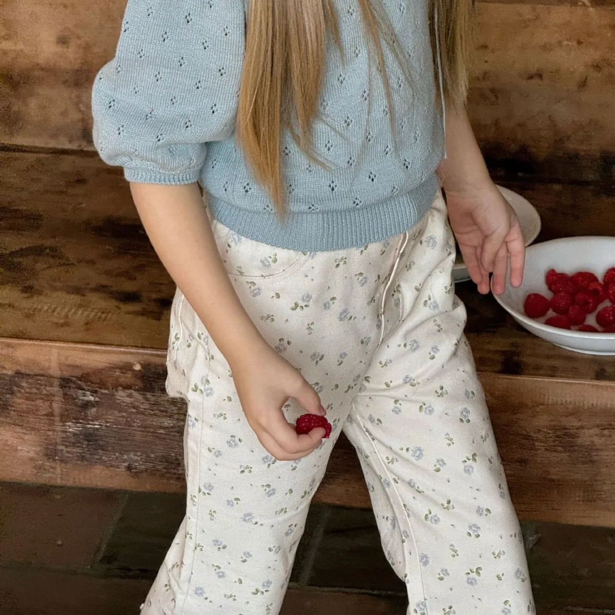

Flared Pants Spring Korean Girls Fragmented Flowers Children Cotton Sweet Horn Casual Pants 2025 Simple Printing