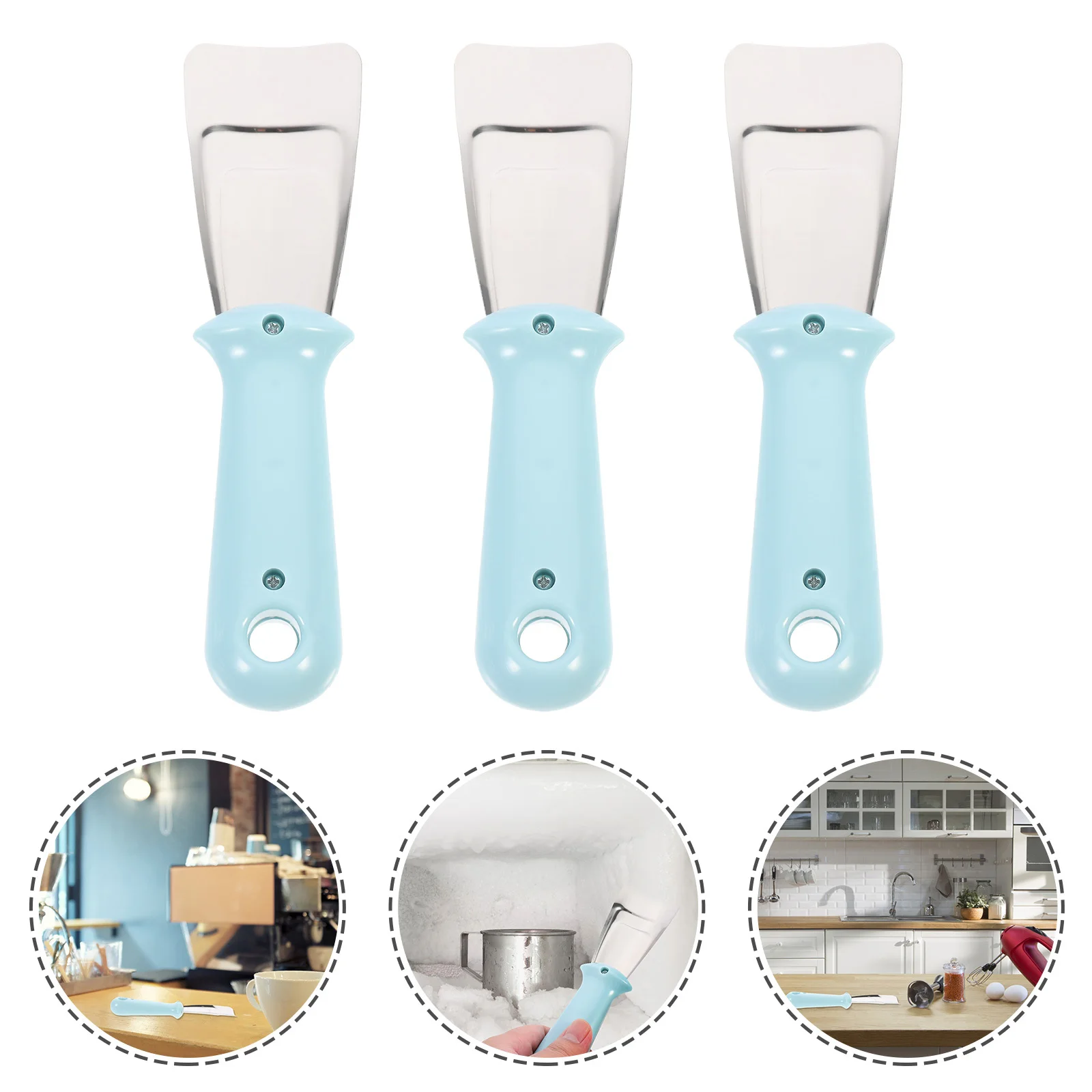 

3Pcs Defrost Ice Scraper Premium Kitchen Gadget for Fridge Freezer Ice Removal Shovel with Straight and Curved Edges Home