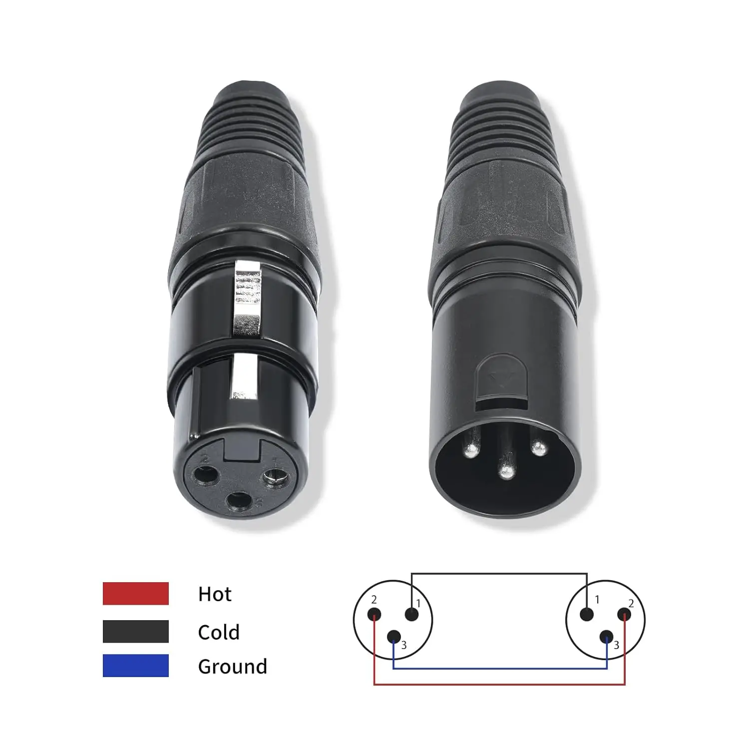 5 Pairs XLR Connectors 3 Pin Male/Female Plugs Audio Mic Microphone Cable Plug Connector Socket Audio Mic Microphone DMX Black view 4