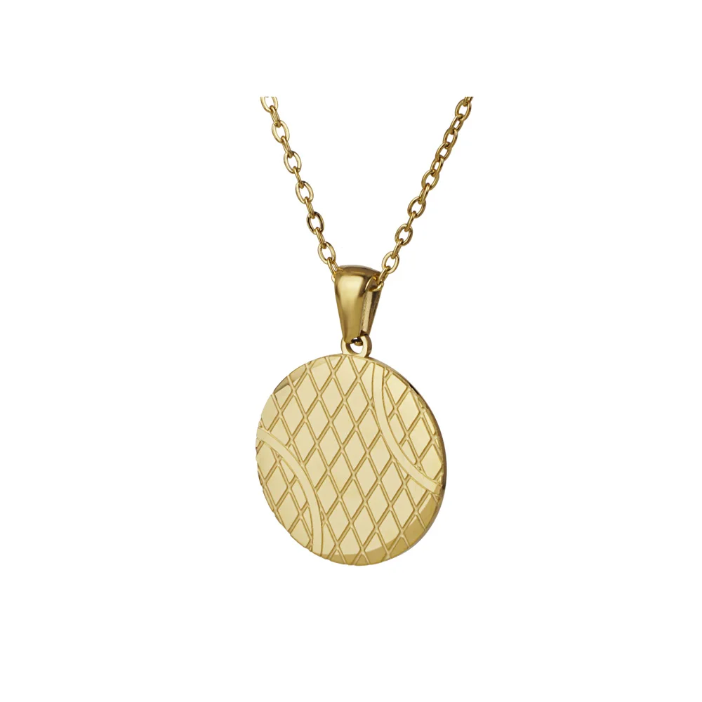 Stainless Steel Rugby Tennis Basketball Baseball Fashion Gold Plated Pendant Necklace Jewelry Gift For Him With Chain