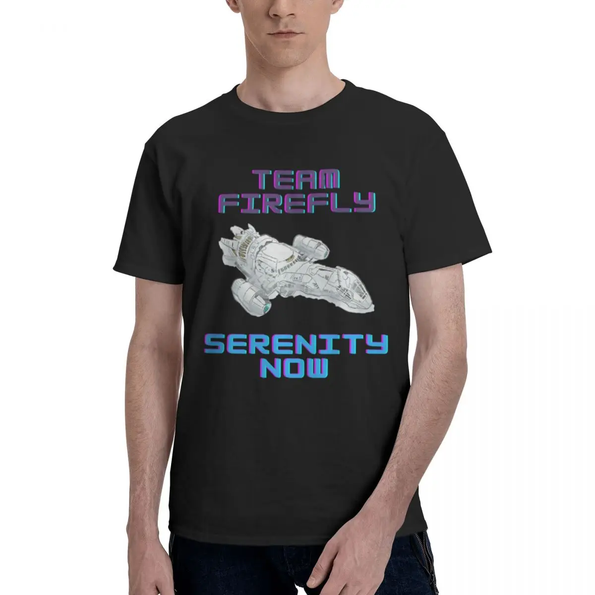 Men Firefly Serenity Retro T Shirt Vintage Cotton Crewneck Tee Shirt