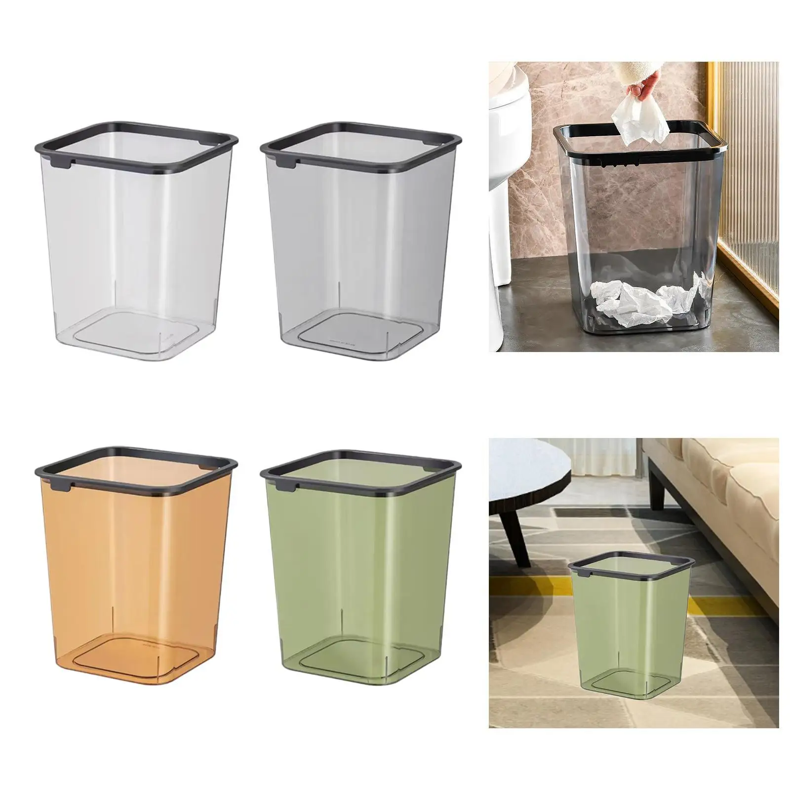 Dustbin Kitchen Trash Can Snack Container Modern 15L Wastepaper Basket Rubbish Bin for Kids Room Home Office Kitchen Bathroom