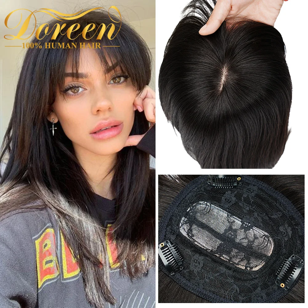 

Doreen13 * 13 см 10 дюймов 12 дюймов 16 дюймов Топпер кусок волос с челкой 100% реальные Реми человеческие волосы Topper для женщин с тонкими волосами натуральные коричневые