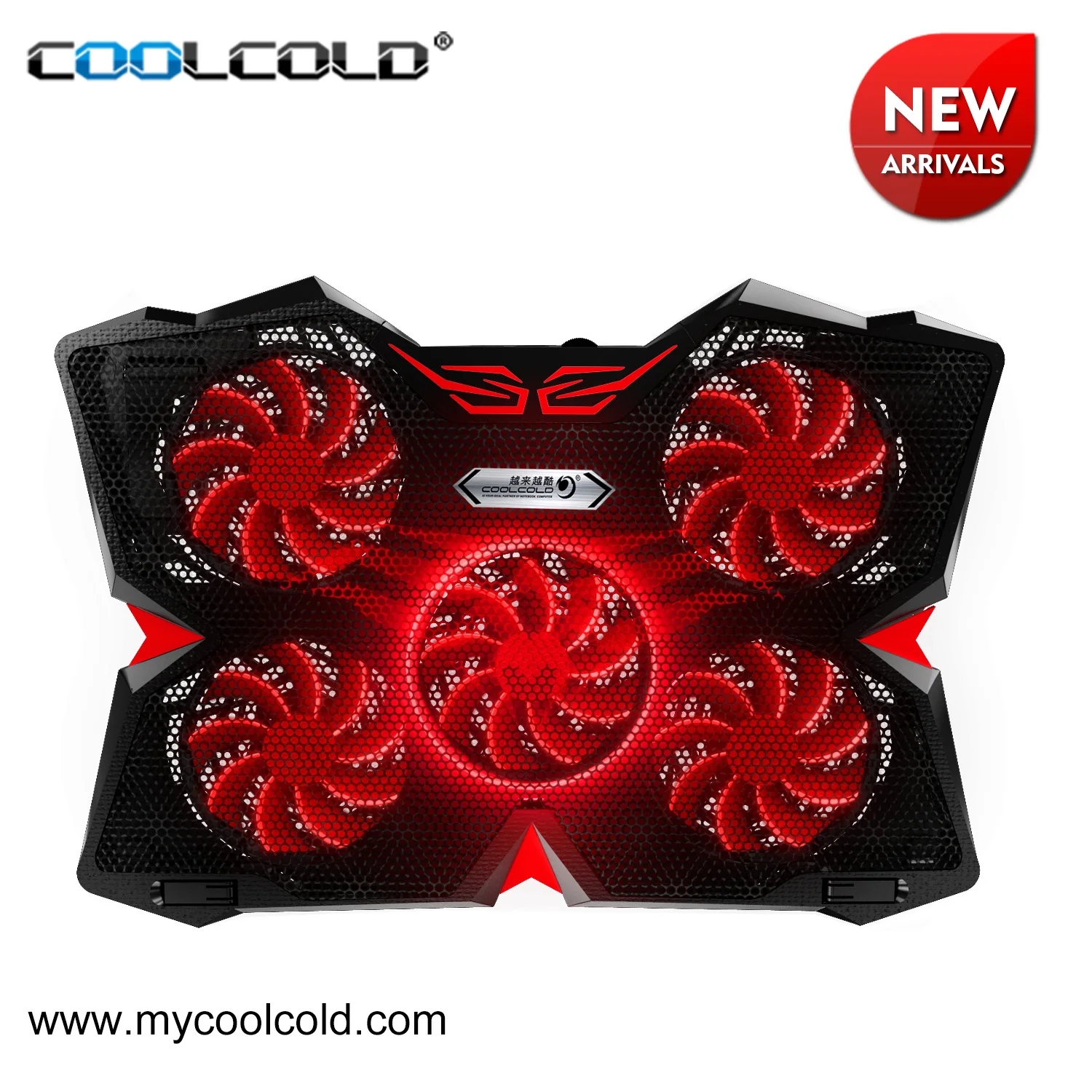 External 17.3 Inch Laptop Cooler Pad 5 Fans 2 USB Port Gaming Notebook Stand Adjustable Cooling Fan For 12-17 Inch Gaming PC