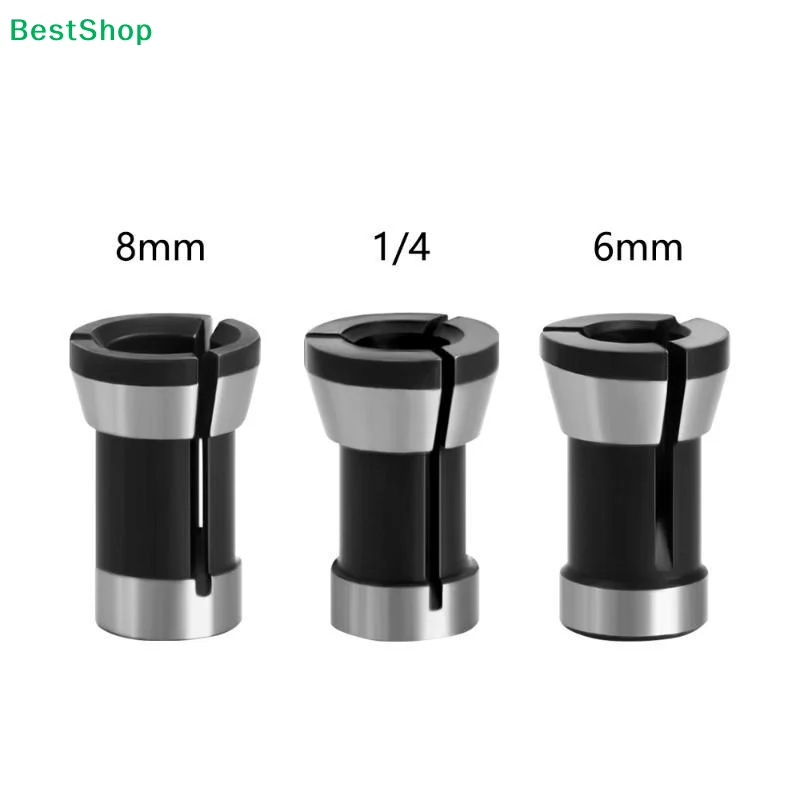 High Precision Router Collet Durable Steel 6mm 6.35mm 8mm Quarter Inch Shank For Milling Cutter Woodworking Use