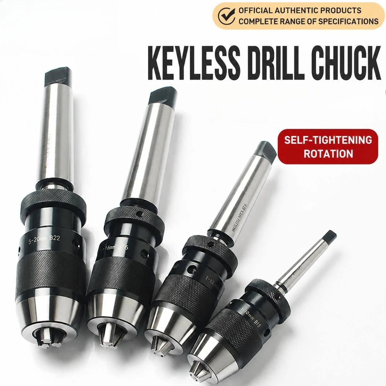 MT1 MT2 Morse Drill Chuck Lathe B10 B12 B16 B18 Self-tightening Drill Chuck CNC Machine Taper Shank Connecting Rod 1PCS