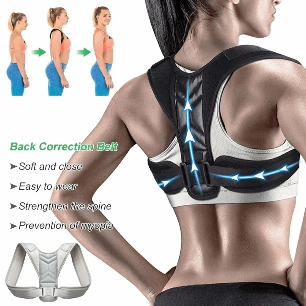 Adjustable Strap Posture Corrector Belt Shoulder Alignment Lumbar Support Back Support Brace Breathable Fabric Ergonomic