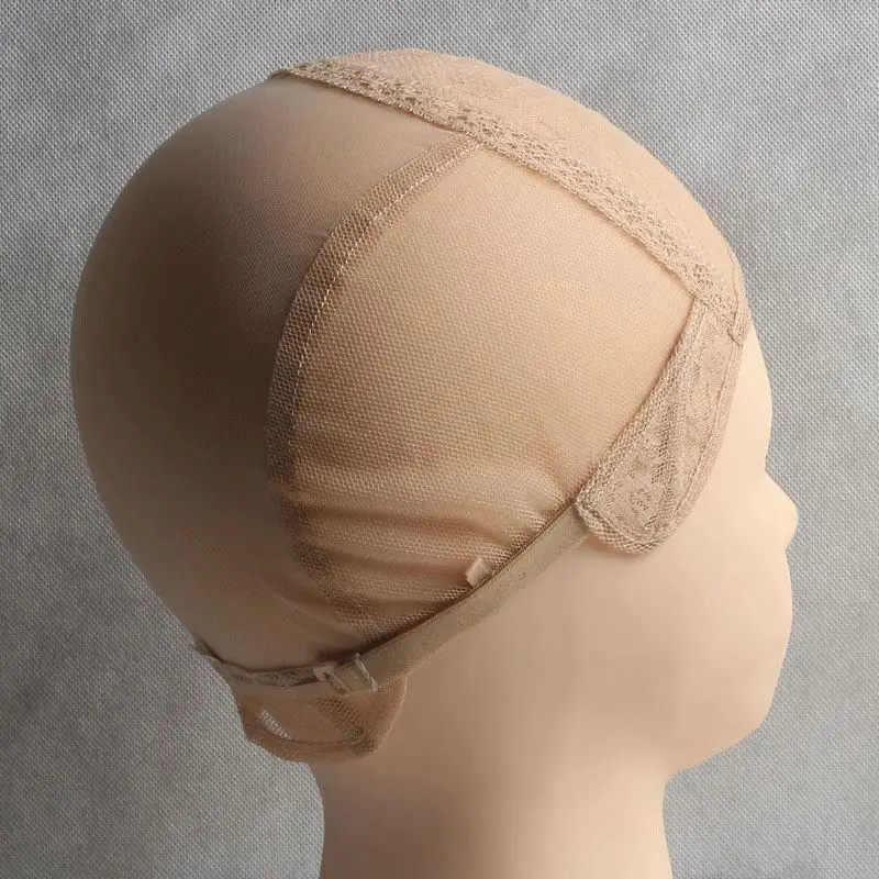 หมวกวิกแบบตาข่ายยืดหยุ่นปรับได้สีดำ H-1 พร้อมสายรัดถักแบบระบายอากาศสำหรับต่อผม