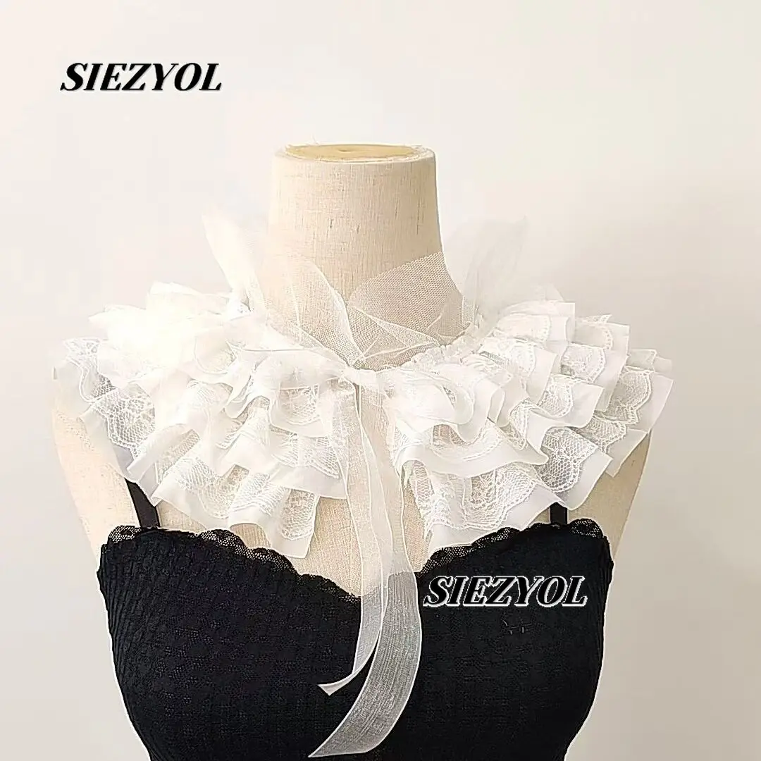 Japanese Lolita Fairy Forest Layered Lace Multi-layer Shawl Cape Sweet Girls Sun-protective Versatile Lace-up False Collar