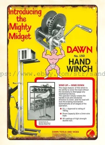 metal advertising with reproductions wall art Dawn Hand Winch metal tin sign