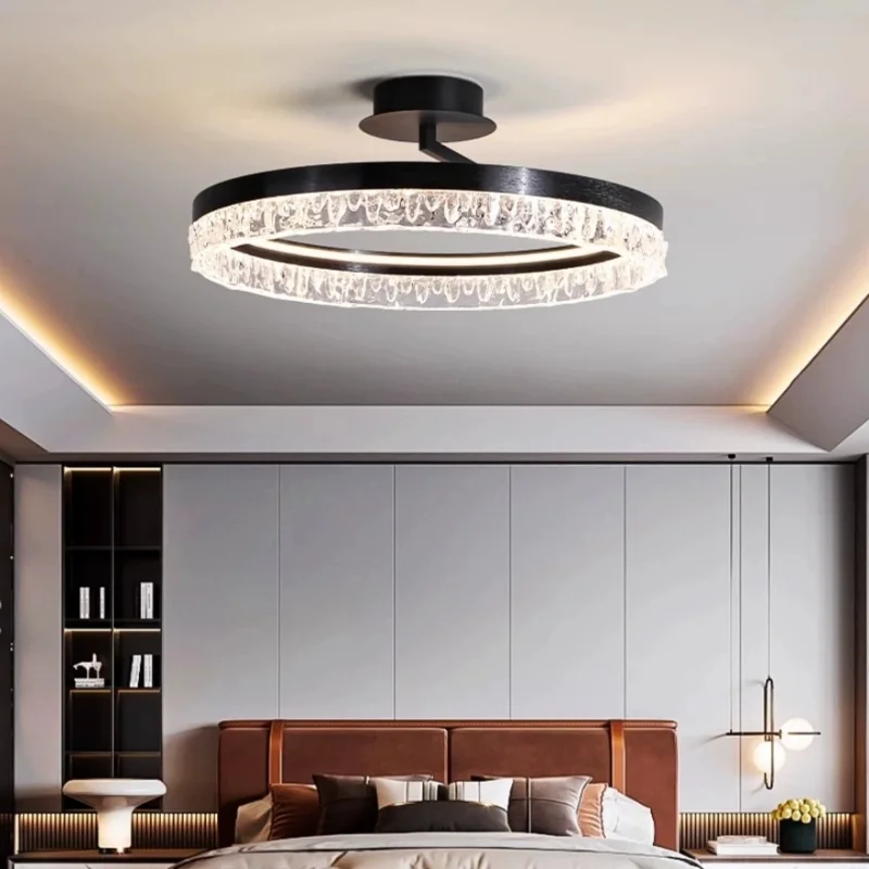 Italian master bedroom ceiling light simple modern crystal semi transparent living room ceiling light
