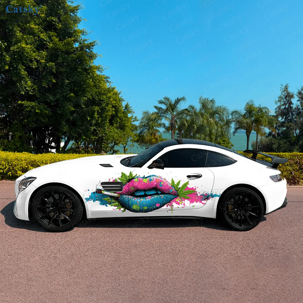 

Colorful Lips Leaf Cool Car Side Sticker Decoration,PVC Waterproof Scratch Resistant Decal,Car Protection,Auto Accessories Gift