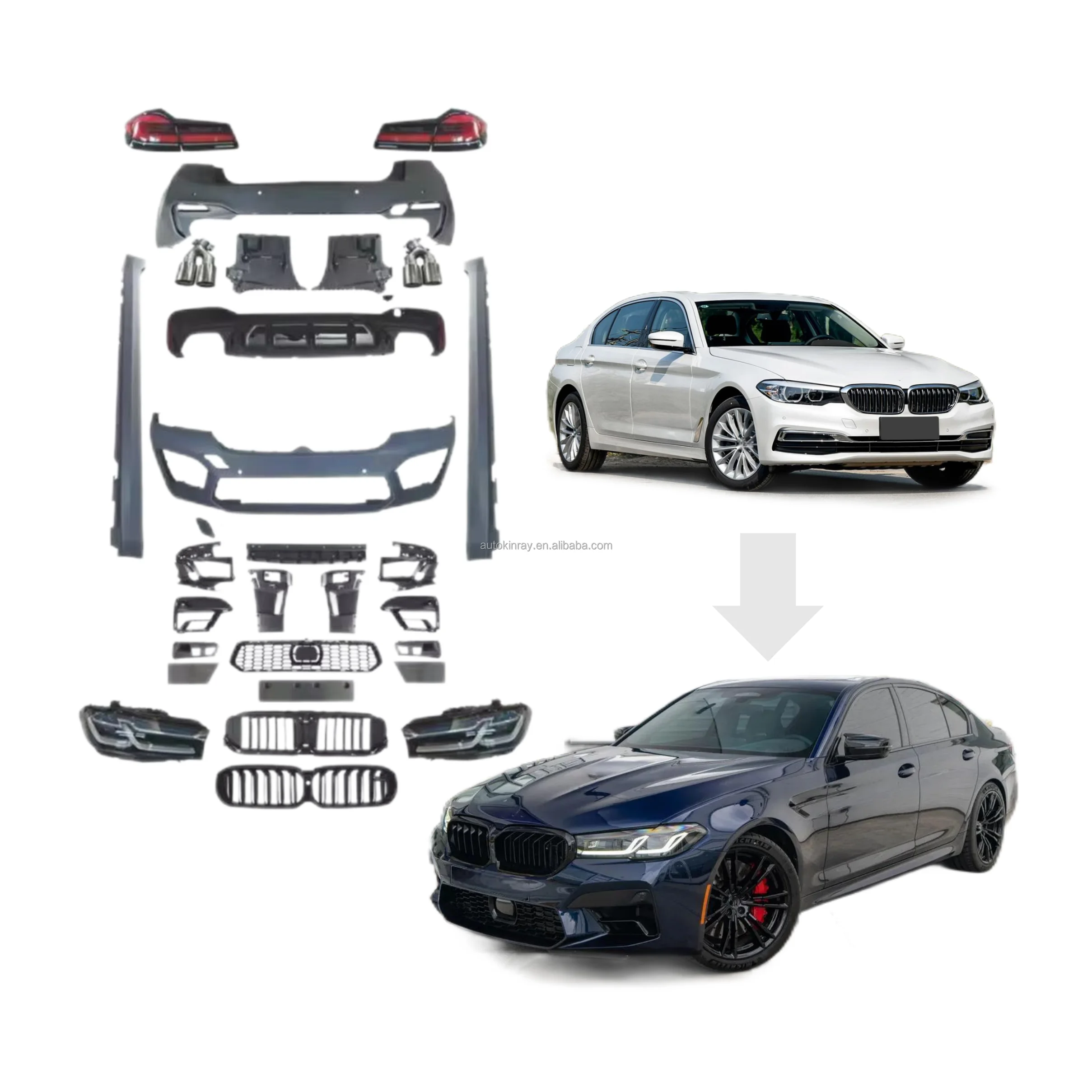 New Hot Sale for G30 2017-2021 Facelift M5 CS Hood Fender Upgrade Bodykit Front Bumper LED Headlights Bolt-On PP+ABS