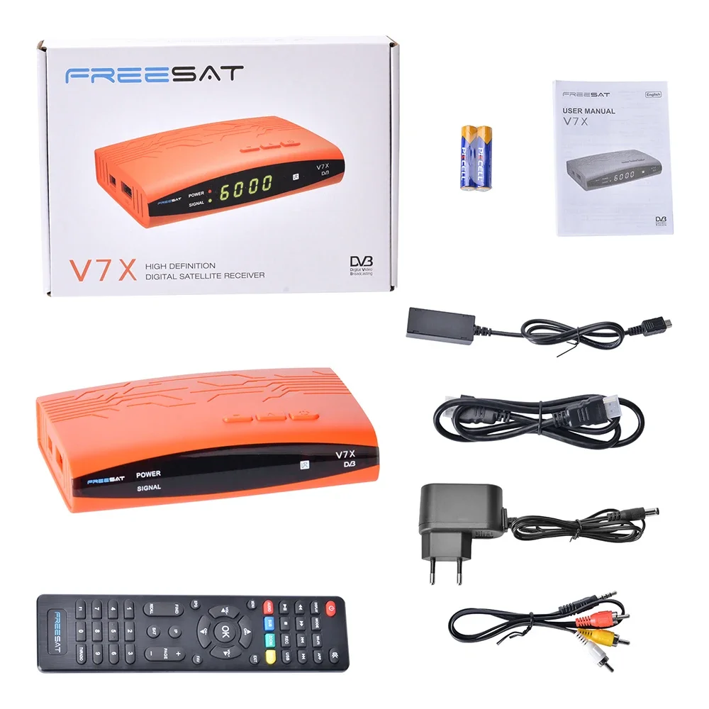 جهاز استقبال الأقمار الصناعية GTMedia V7X DVB-S/DVB-S2 مدمج FunCam H.264 512M RAM 64M ROM يدعم الإنجليزية/العربية/الفرنسية/الروسية/التايلاندية