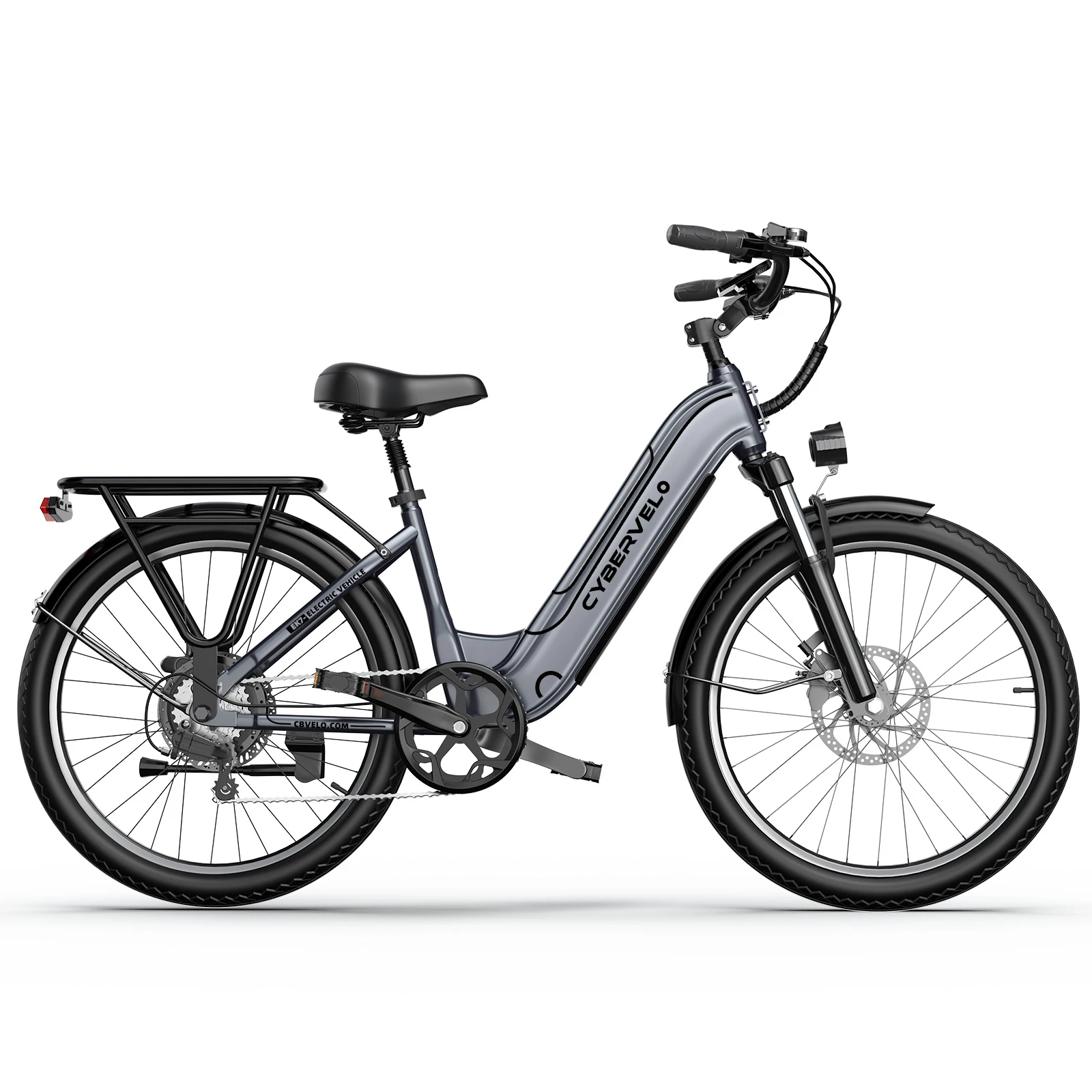 Cybervelo 1000W Peak Electric Bike 26 Inch Removable Battery 7-Speed Ebike for Adults up to 80 Miles Commute Beach Snow Suitable for Women And Men EK7 EK10 image 4