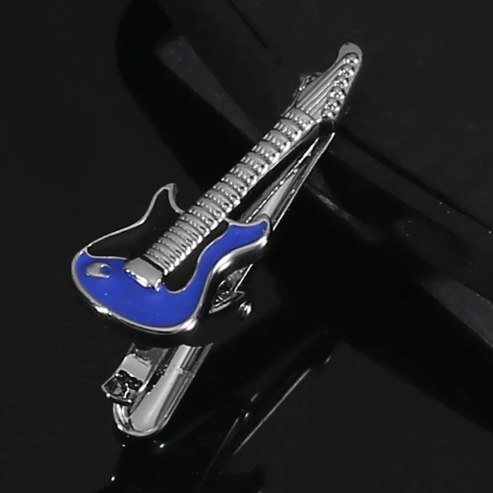 Creative Instrument Guitar Tie Clip Punk Hip Hop Music SeriesTie Pin Vintage Titanium Steel Necktie Buckle Men
