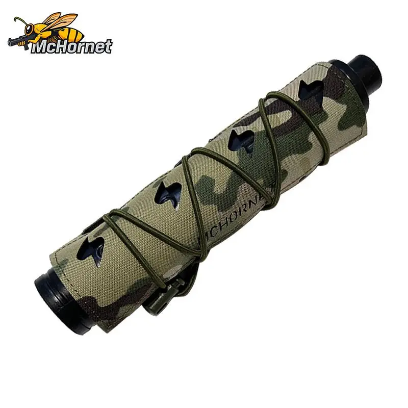 McHornet  Suppressor Cover 18CM Tactical Silencer Protective Cover, Fire Hat Scratch-proof Mat Fabric Elastic Rope Design