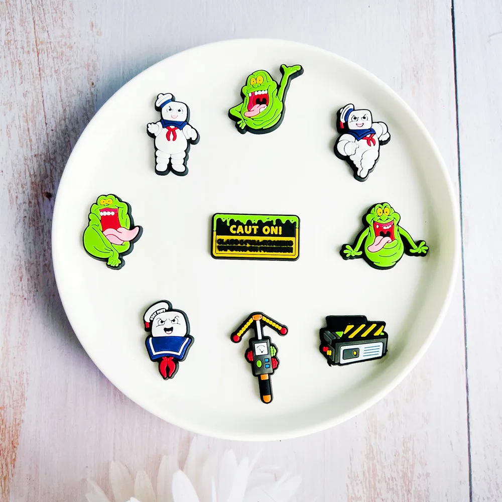 9-50PCSขายร้อนNew York Brave Ghostbustersทีมรองเท้าCharms PVCตกแต่งคุณภาพสูงกันน้ําที่ถอดออกได้สําหรับของขวัญปาร์ตี้