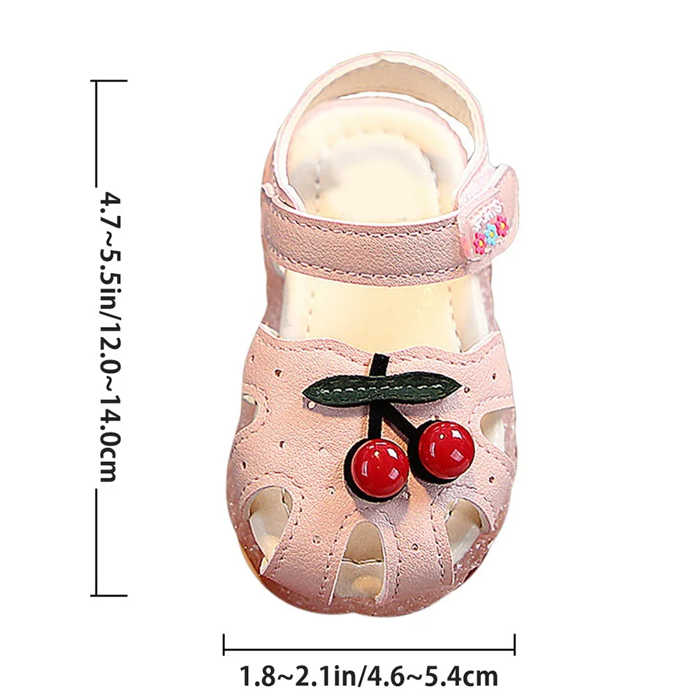 1 paire de sandales cerises rose taille 19 14Cm 8Us 6.5Uk 24Eu fond souple respirant enfants sandales d'été mignon dessin animé modèle chaussure pour
