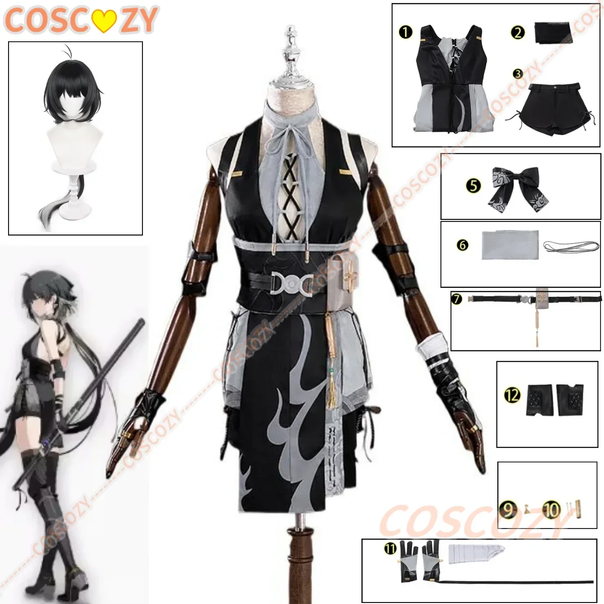 

Women Rover Cosplay Costume Wig Uniform Game Wuthering Waves Cosplay Earrings Headwear Main Character Resonator Halloween Suit