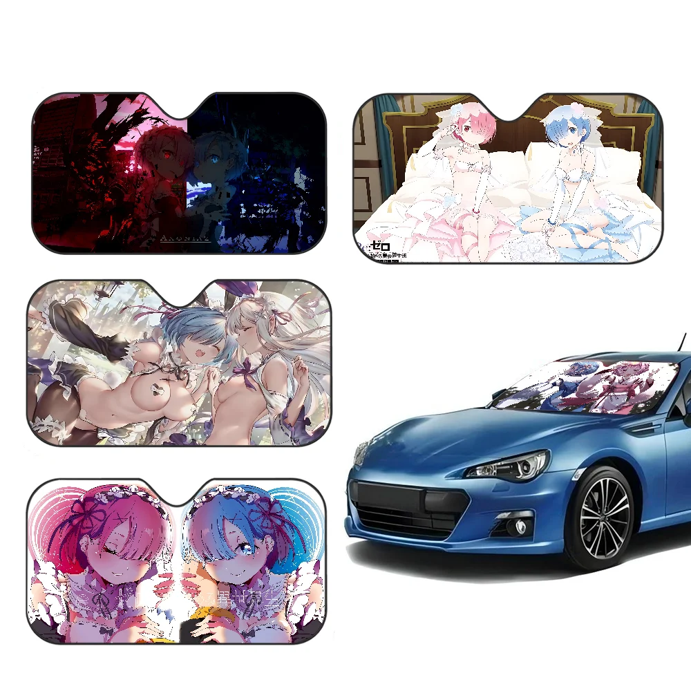 Re Life In A Different World From Zero Novelty Car Front Windshield Sunshade 70x130cm Cartoon Foils Car Window Windscreen Cover