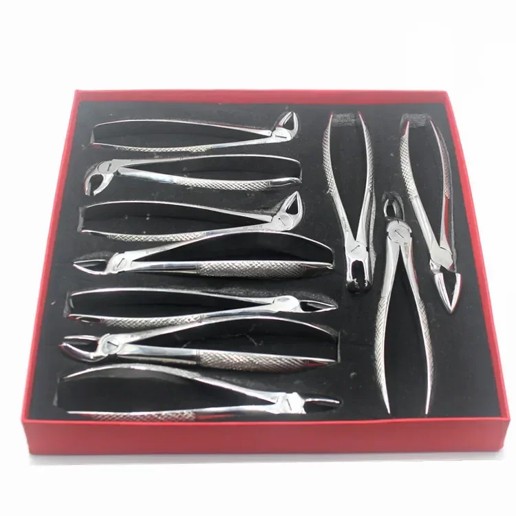 10pcs Stainless Steel Pliers Laboratory Dentals Extracting Forceps Set