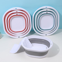 1-2PCS Foldable Washbasin Dormitory Student Washbasin Portable Travel Plastic Compression Basin Folding Water Basin Household
