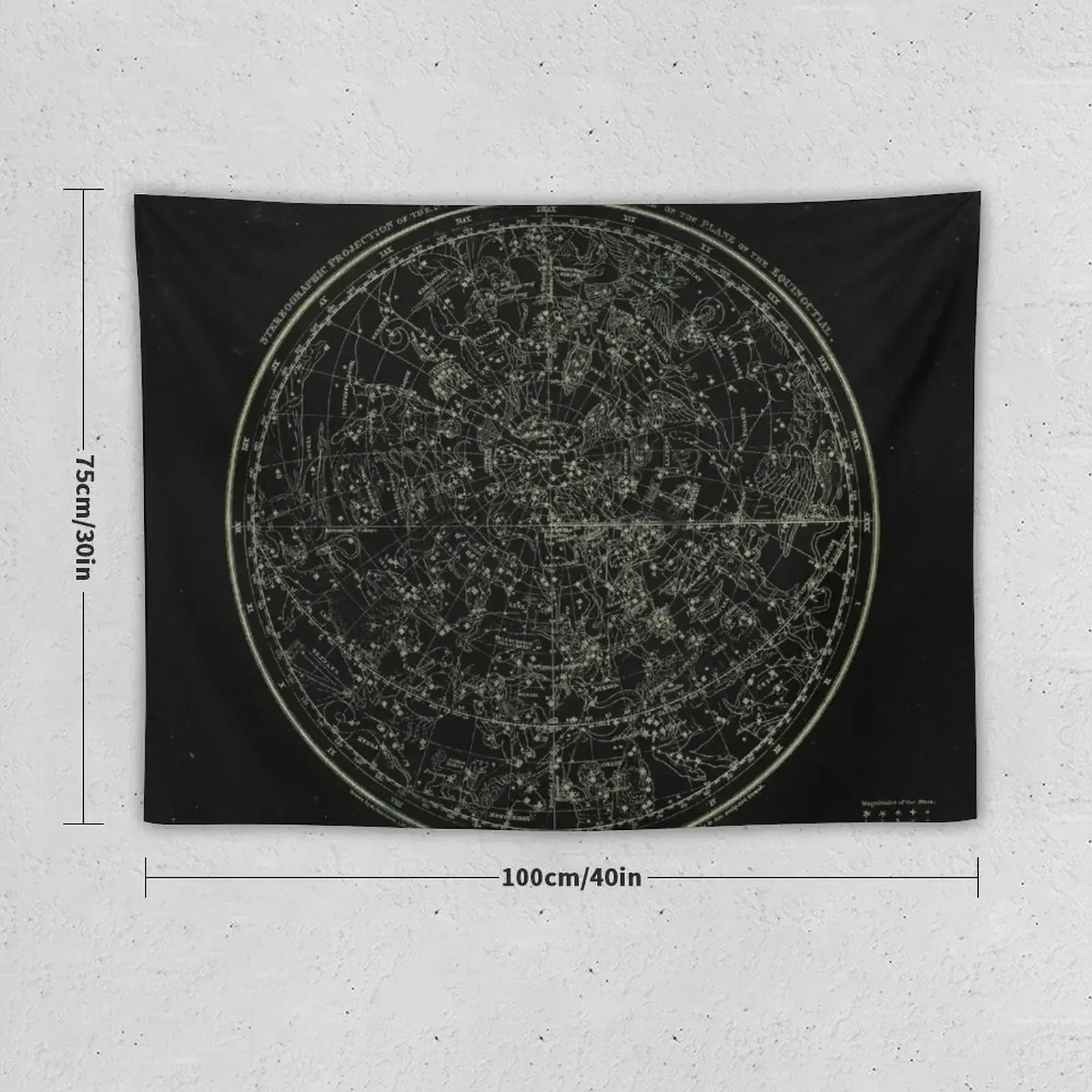 Constellations of the Northern Hemisphere | Yellowed Ink on Black Tapestry Decor For Room Wall Hangings Decoration Tapestry