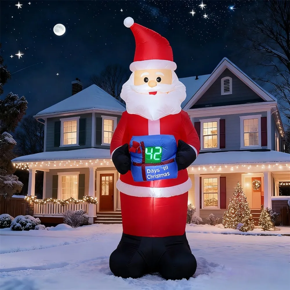 Cartoon 7 Feet/2.1m Santa Claus Inflatable Model Christmas Party Venue Layout Decoration Supplies Outdoor Courtyard Ornament