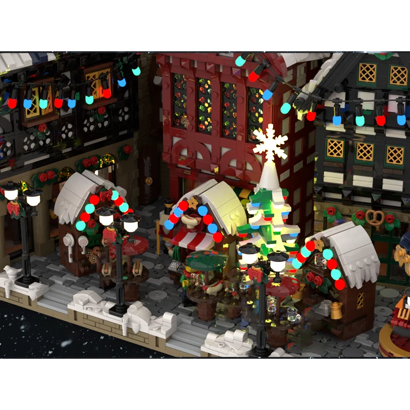 ตัวต่อโมเดลอาคารเมืองเก่าสไตล์เยอรมันสำหรับเทศกาลคริสต์มาส ของเล่นตัวต่อเทคโนโลยีแบบประกอบเอง ของขวัญสำหรับเทศกาลคริสต์มาส