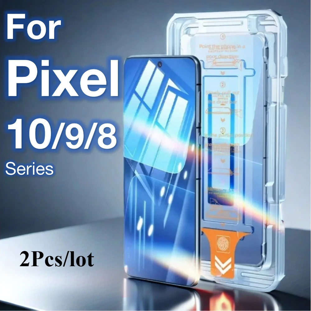 2 uds para Google Pixel 10 9 Pro XL 8 Pro 8A 8 7 7a 6a 5G 9H Protector de pantalla de vidrio templado accesorios de teléfono Kit fácil