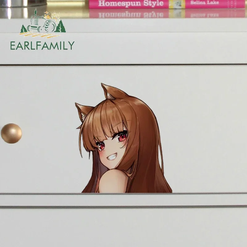 EARLFAMILY 13cm for Spice and Wolf Holo Car Stickers Creative Anime Decals Car Accessories Caravan Trunk Decor Vinyl Cute