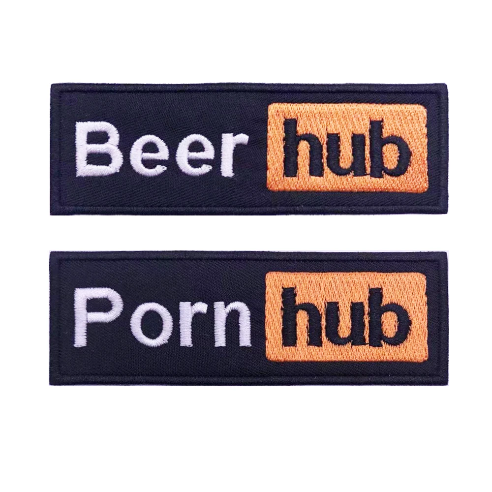 Porn Hub Beer Patches Armband Embroidered Patch Hook & Loop Iron On Embroidery Badge Military Stripe